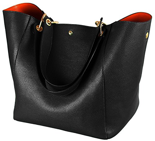 SQLP Work Tote Bags for Women’s Leather Purse and handbags ladies Waterproof Shoulder commuter Bag Black