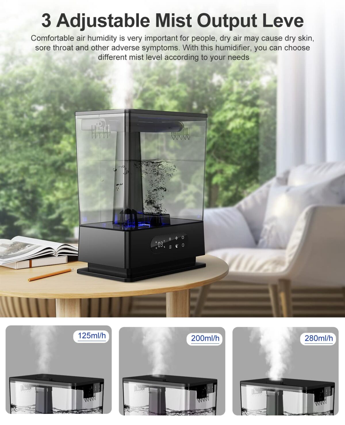 Humidifiers for Bedroom,TABYIK 6.5L Large Room Humidifier with Humidistat and Timer,Top Fill Ultrasonic Humidifiers for Home,Plant Humidifier Easy to Clean | The Storepaperoomates Retail Market - Fast Affordable Shopping