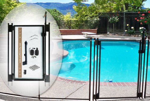 Pool Fence DIY by Life Saver Self-Closing Gate Kit, Black
