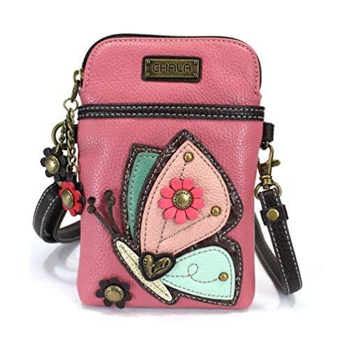 Chala Handbags Charming Butterfly Theme Collection (Pink Phone Purse) Small
