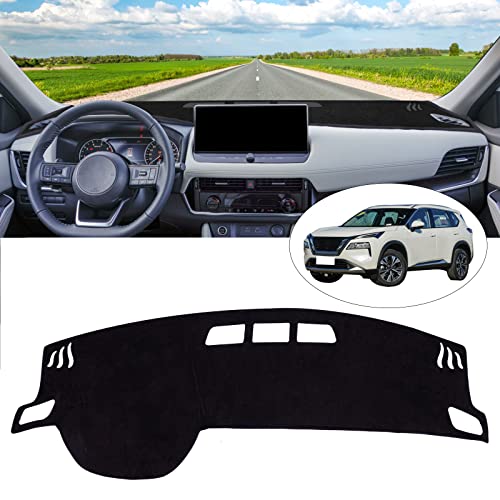 Kucalsfre Dashboard Cover Mat for Nissan Rogue 2021 2022, T33 Upgraded SuedeDashboard Mat Carpet Smoothly Nonslip Protector Sunshield No Glare Dash Cover for Car Interior (Black)