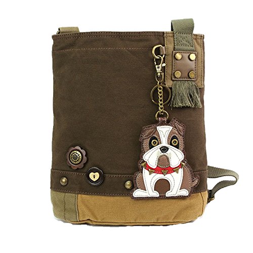 Chala Patch Cross-Body Women Handbag, Dark Brown Canvas Messenger Bag – Bulldog
