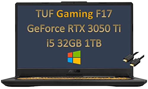 ASUS TUF Gaming F17 17.3″ FHD 144Hz (32GB RAM, 1TB PCIe SSD, Intel 6-Core i5-11260H (Beat i7-10750H), RTX 3050 Ti), (1920×1080) IPS Laptop, RGB Backlit, Type-C, Wi-Fi 6, HDMI Cable, Windows 10