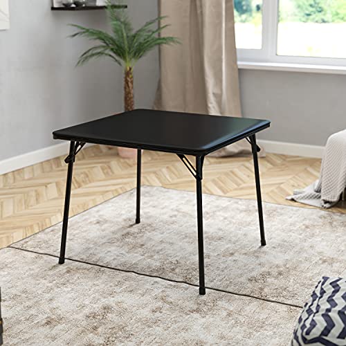 Flash Furniture Folding Card Table – Black Foldable Card Table Square – Portable Table with Collapsible Legs | The Storepaperoomates Retail Market - Fast Affordable Shopping