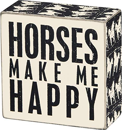 Primitives by Kathy Horse Print Trimmed Box Sign, 4 x 5-Inches