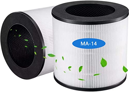 MA-14 H13 True HEPA Replacement Filter, MESTICA Air Purifier Filter Compatible with Medify MA-14, MA-14W and MA-14B, 3-in-1 Medical Grade True HEPA and Activated Carbon Filters for 99.9% Removal, 2Pcs