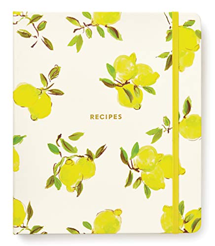 Kate Spade New York Recipe Book with 7 Tabbed Sections and Recipe Card Sleeves, Recipe Organizer Includes Notes Pages and Blank Recipe Pages, Lemon