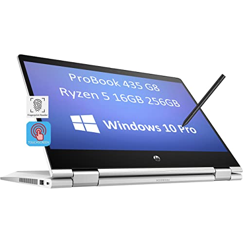 HP ProBook x360 435 G8 13.3″ FHD 2-in-1 Touchscreen (AMD Ryzen 5 5600U, 16GB RAM, 256GB SSD, Webcam, Active Stylus) Business Laptop, 6-Core (Beat i7-10750H) Fingerprint, Win 10 Pro / Win 11 Pro