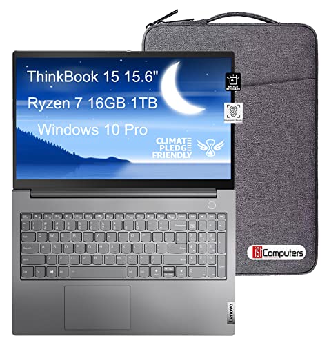 Lenovo ThinkBook 15 Gen 3 ACL 15.6″ FHD (AMD 8-Core Ryzen 7 5700U (Beat i7-1165G7), 16GB RAM, 1TB PCIe SSD) Business Laptop, Backlit KB, Fingerprint, Webcam, IST Bag, Win 10 Pro / Win 11 Pro