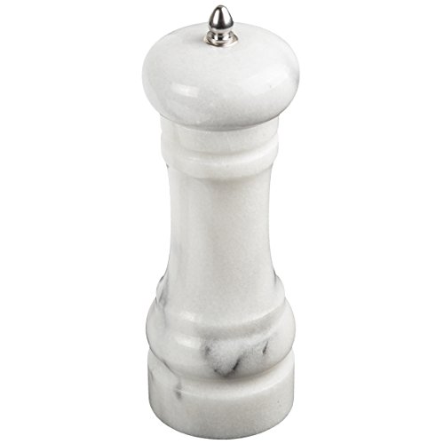 Creative Home Natural Marble Stone Pepper Spice Grinder, 2-3/8″ Diam. x 6″ H, Off-White (patterns may very)