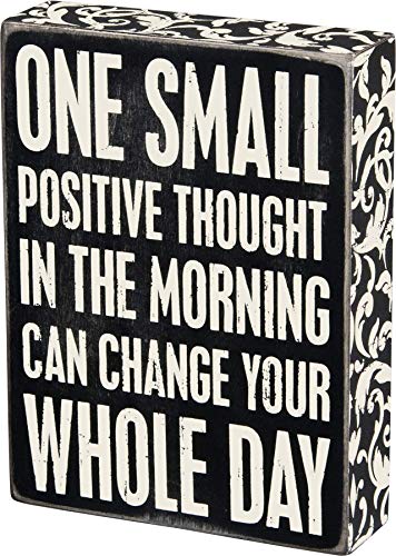 Primitives by Kathy 22675 Floral Trimmed Box Sign, 6″ x 8″, Positive Thought