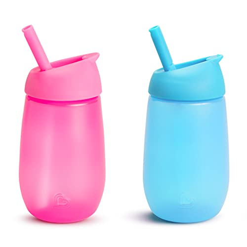 Munchkin Simple Clean Straw Cup, 10 Ounce, 2 Pack, Pink/Blue,2 Count (Pack of 1)