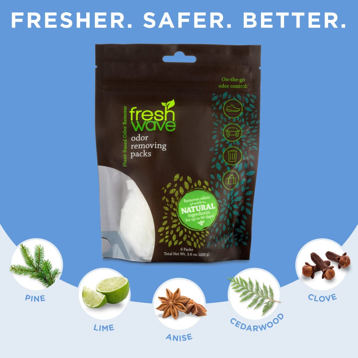 Fresh Wave Odor Eliminating & Deodorizing Packs | Bag of 6 | Safer Odor Relief for Small Spaces | Natural Plant-Based Odor Eliminator | Odor Absorbers for Home | The Storepaperoomates Retail Market - Fast Affordable Shopping
