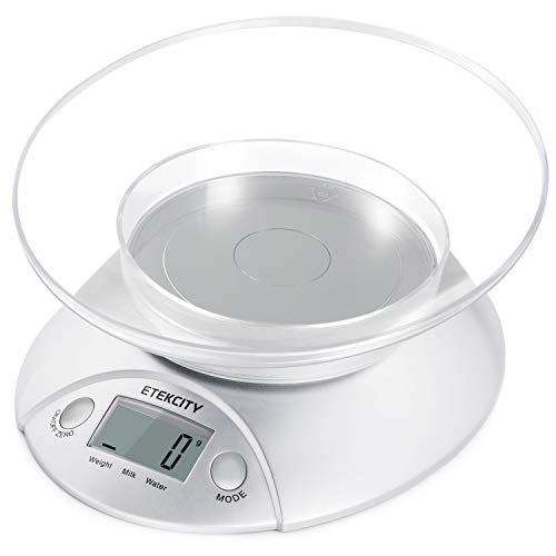 Etekcity Food Kitchen Bowl Scale, Digital Ounces and Grams for Cooking, Baking, Meal Prep, Dieting, and Weight Loss, Large, Silver