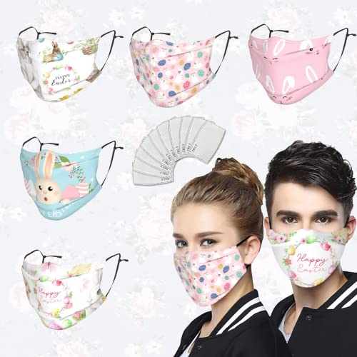 Happy Easter Adjustable Cloth Face Mask Washable Reusable Face Masks 3Py Breathable Face Cover Adult Printed Decor