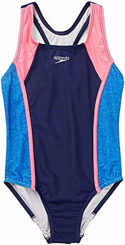 Speedo Girls Racerback Sport Splice One Piece Swimsuit (Navy, Large 12/14) | The Storepaperoomates Retail Market - Fast Affordable Shopping