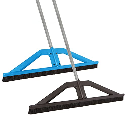bigWISP Gray and Blue 2-Pack Lightweight 24″ Push Broom Outdoor Indoor Multi-Surface – Stiff Bristle Seal Technology and Adjustable Handle