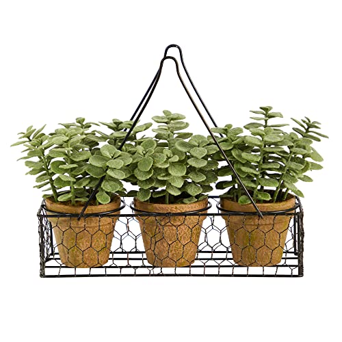 Nearly Natural 7in. Mini Jade Garden Artificial Plant in Hanging Planter
