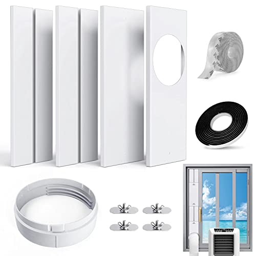 DMHAFFDS Portable Air Conditioner Window Kit, PVC Window Seal Plates Kit for Portable AC Sliding Window, Suitable for 5.9 Inches Diameter Exhaust Hose with Coupler Adjustable Sliding AC Vent Kit