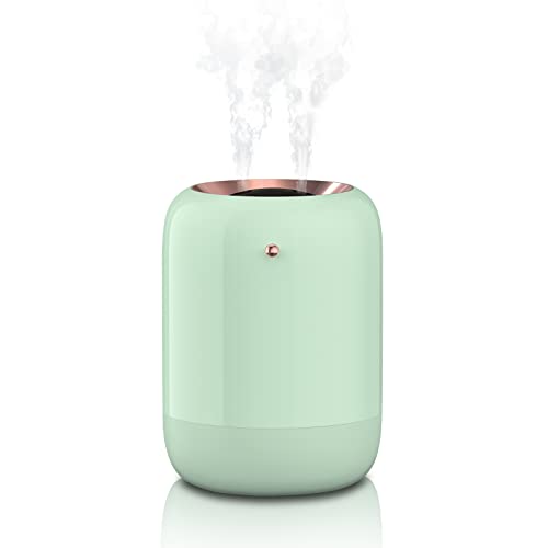 Miohkona Portable Desktop Humidifiers, 500ml Mini Cool Mist Humidifier, 1800mAh Minimalist Humidifier for Office Bedroom Plants Car Baby Room, Powerful Humidifier Small for Dry Air Relief (Green)