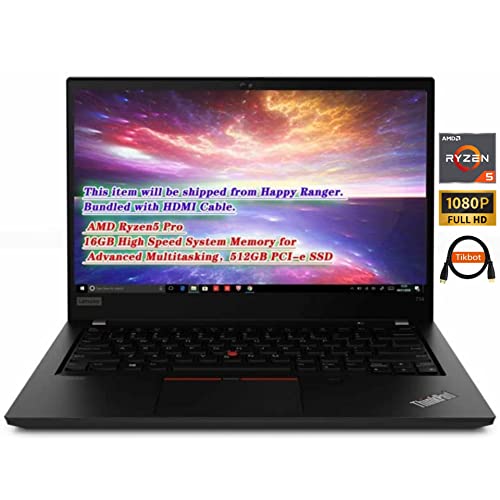 Lenovo ThinkPad T14 Light Laptop, AMD Ryzen5 Pro 4650U, 14.0″ FHD IPS Display, Wi-Fi 6, Backlit Keyboard, USB-C, Fingerprint, Rapid Charge, Win11 Pro, w/HDMI Cable (16GB RAM | 512GB PCIe SSD)