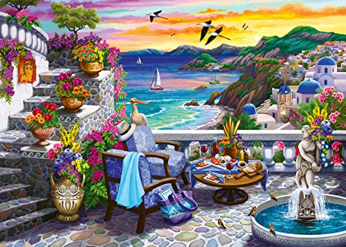 Ravensburger Santorini Sunset 300 Piece Large Format Jigsaw Puzzle for Adults – 17130 – Every Piece is Unique, Softclick Technology Means Pieces Fit Together Perfectly