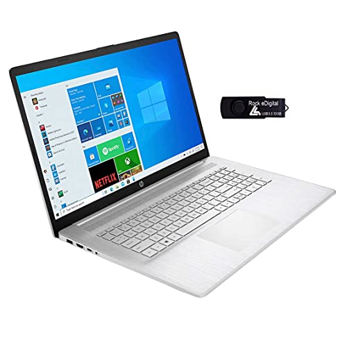 2022 HP Premium Laptop PC 17.3″ HD+ Touchscreen AMD 6-Core Ryzen 5 5500U AMD Radeon Graphics 12GB DDR4 256GB NVMe SSD 1TB HDD WiFi AC BT5.0 HDMI Webcam Silver Windows 10 Pro w/ RE 32GB USB Drive