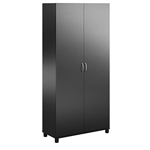 Pemberly Row Transitional 36″ Utility Storage Cabinet in Black