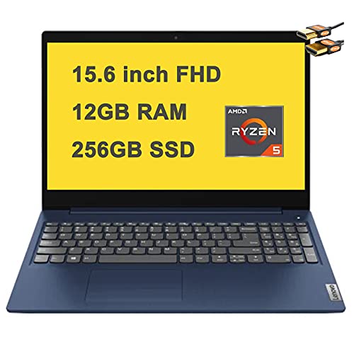 Lenovo IdeaPad 3 Laptop Computer 15.6 inch FHD Anti-Glare AMD Hexa-Core Ryzen 5 4500U(Beats i7-8550U) 12GB RAM 256GB SSD Dolby Audio Win10 + HDMI Cable