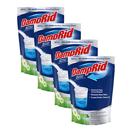 DampRid Refill Bag, 44 oz, 4-Pack – Fresh Scent Moisture Absorbers for Rooms with Excess Humidity, Long-Lasting, Eliminates Musty Odors and Creates Fresher Air