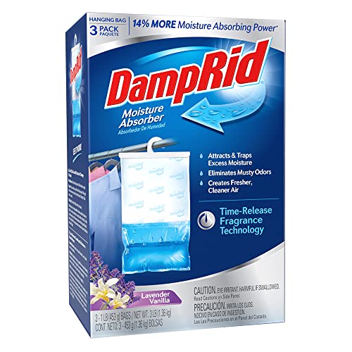 DampRid Lavender Vanilla Hanging Moisture Absorber, 16 oz., 3 Pack – Eliminates Musty Odors for Fresher, Cleaner Air, Ideal Moisture Absorbers for Closet, 14% More Moisture Absorbing Power*
