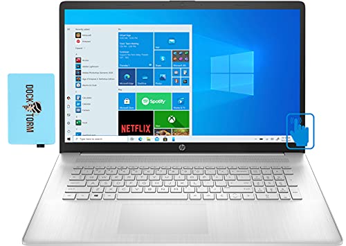 HP Newest 17z (2021) HD + Touchscreen Laptop for Business or Student (AMD Ryzen 5 5500U 6-Core, 16GB RAM, 128GB PCIe SSD + 1TB HDD, AMD Radeon, 17.3″ (1600×900), WiFi, BT, Webcam, Win 10 H) w/ Hub