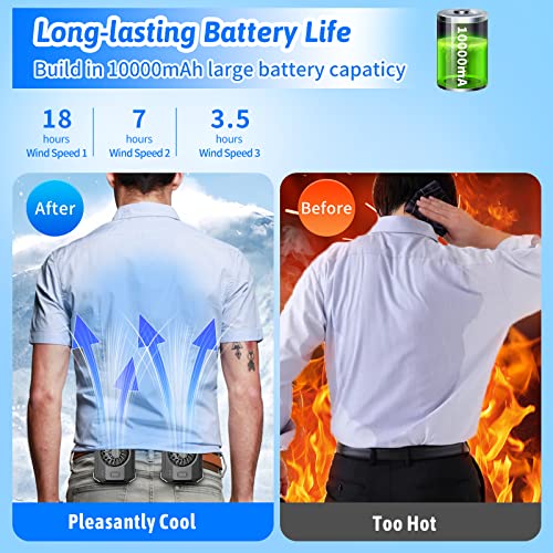 4 in 1 Portable Waist Clip Fan – 10000mAh Battery Operated 18h Long Last USB Rechargeable Personal Belt Fan & 3 Speeds 7.01 m/s Strong Airflow Hands-Free Necklace Fan for Gift | The Storepaperoomates Retail Market - Fast Affordable Shopping