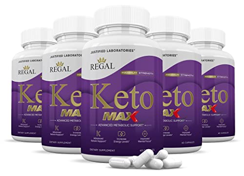 (5 Pack) Regal Keto Max Keto Pills 1200MG Includes Includes Apple Cider Vinegar goBHB Exogenous Ketones Advanced Ketosis Support for Men Women 300 Capsules