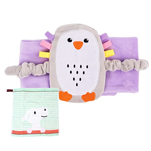 Superse Colic and Gas Relief for Newborns – Colic Calm Baby Heating Pad Belly Band for Upset Stomach and Baby Reflux – Warm Aroma Stomach Band for Fussy Infant Gas with Washcloth (Purple Penguin)