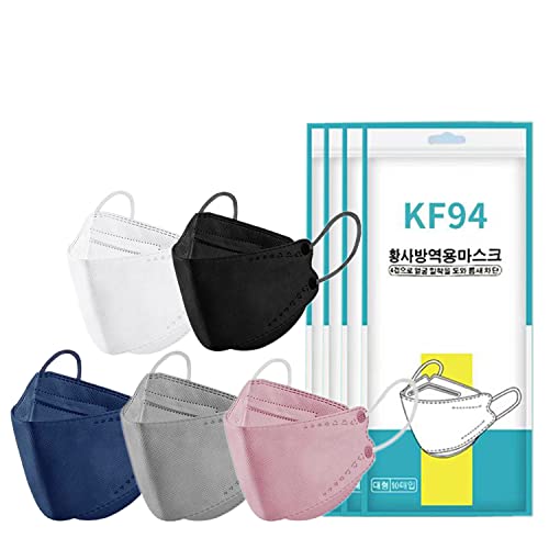 50/100Pcs KF94 Face_Mẵsk Disposable Protective Premium 3D Fish_Type 4-Layer Protective & Breathable Cup Dust-Mẵsk for Women Men (50PCS, 5Color)