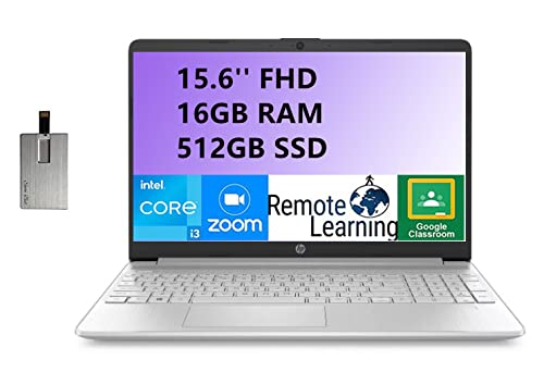2021 HP 15.6″ FHD Laptop Computer, 11th Gen Intel Core i3-1125G4, 16GB RAM, 512GB SSD, Intel UHD Graphics , HD Audio,Backlit Keyboard, Webcam, Win 10, Silver, 32GB SnowBell USB Card