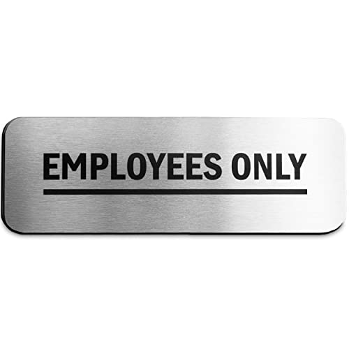 Employees Only Sign (Brushed Aluminum 9 in x 3 in) – Employee Only Sign – Employee Only Signs for Doors – Staff Only Door Sign (1)