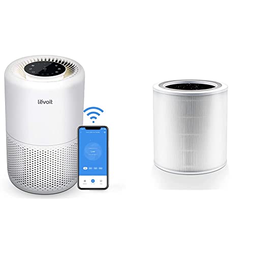LEVOIT Air Purifiers, White & Air Purifier Replacement Filter, Core 400S-RF, H13 True HEPA, White