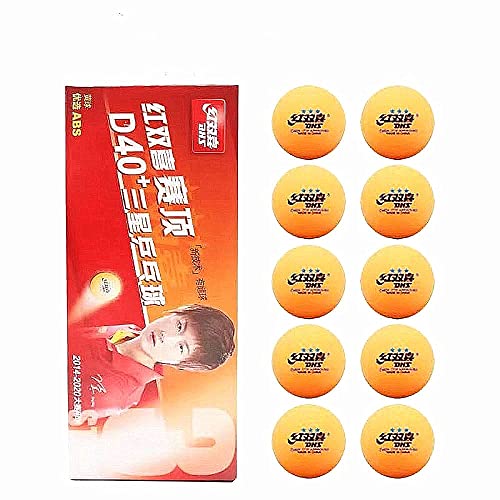 DHS 3-Star Table Tennis Ball ABS D40+ ,Table Tennis Ball of World Championship Official ,ITTF Approved,10 Balls / Box, (Orange)