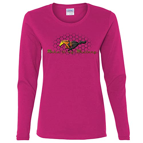 Ford Mustang Make It My Mustang Honeycomb Licensed Official Womens Long Sleeves, Fuschia, Small