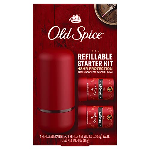 Old Spice Swagger Starter Kit, One Refillable Case, Two Antiperspirant Deodorant Refills, 2 oz each, Total 4 oz