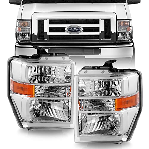 ACANII – For 2008-2014 Ford E150 E250 Van 08-21 E350 E450 Super Duty Aero Style Headlights Headlamps Pair Set Left+Right