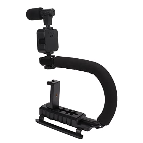 KUIDAMOS U Shape Camera Stabilizer, Standard 0.64cm Thread Upholstered Handle Noise Reduction Microphone Handheld Video Camera Stabilizer for Shooting for Outdoor