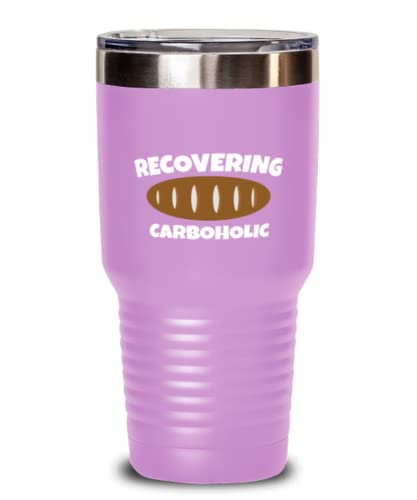Ketogenic Diet Tumbler – Funny Keto Lover – Recovering Carboholic – Ketogenic Diet – 30oz Light Purple