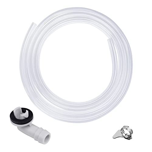 Flehomo Air Conditioner Drain Kit, 6 Feet PVC Clear Vinyl Tubing & Clamps & 3/5 Inch AC Drain Hose Connector Elbow Fitting with Rubber Ring for Mini Split Units and Window AC Unit