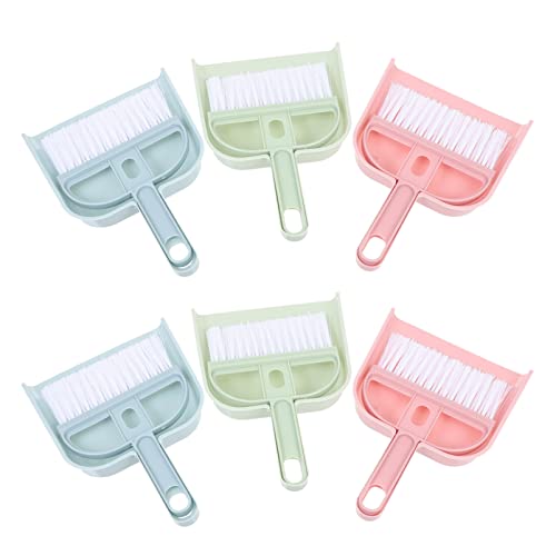 STOBOK 6 Sets of Mini Broom and Dustpan Set Tabletop Dustpan with Handle Cleaning Tool for Home Shelf Kitchen Office Desk Tabletop Floor and Sofa