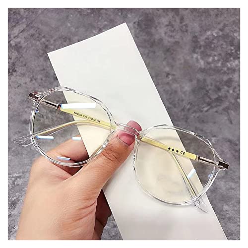 Reading Glasses, Unisex Eyewear Polygon Metal Frame Glasses, Blue Light Blocking Glasses, Anti Glare/UV Ray Eyeglasses (Color : Transparent-001, Size : +2)