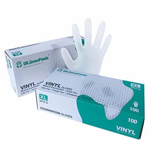 Dr.GreenPanda XL 200pcs Clear Vinyl Medical Exam Gloves for Healthcare Food Prep Handling Cooking Cleaning Multipurpose Great Value Light Work Latex Fre Powder Free