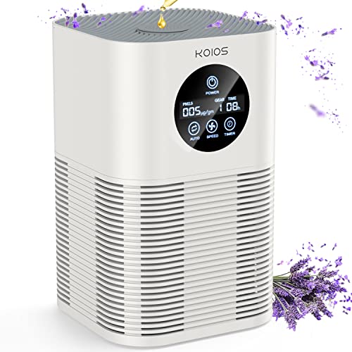 Air Purifiers for Home Bedroom, KOIOS H13 HEPA Air Purifier with Auto Speed Control for Pets Hair Dander Smoke, Portable Air Filter with Fragrance Sponge for Small Room Office Desk Kitchen